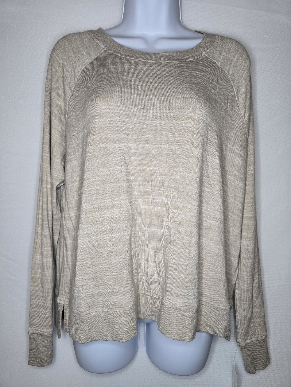 Alfani Intimates Womens Long Sleeve Sweatshirt Beige Knit Lounge Top